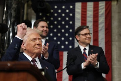 Trump, Johnson and Vance, during an appearance by Trump on Capitol Hill.
