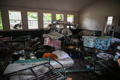 Edificio del Camp Mystic dañado por las inundaciones