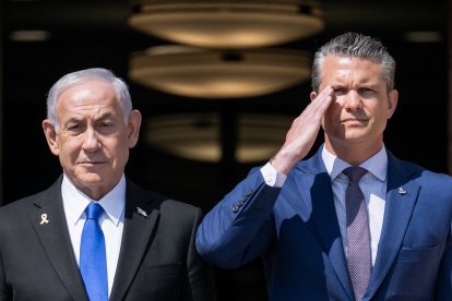 Secretary of Defense Pete Hegseth with Israeli Prime Minister Benjamin Netanyahu