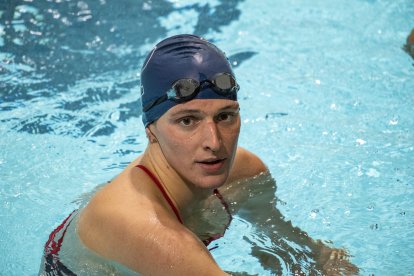 Transgender swimmer Lia Thomas at a competition
