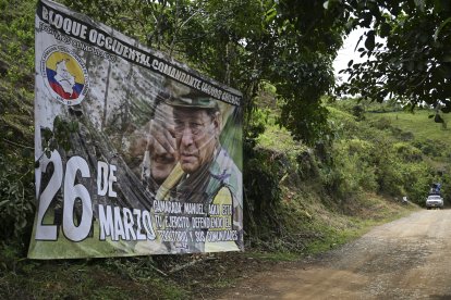 Una pancarta de las FARC en Micay