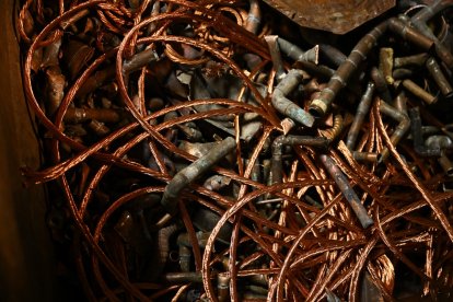 A container of sorted copper scrap at Active Recycling's recycling center