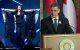 La artista israelí Yuval Raphael, en Eurovisión 2025, y Pedro Sánchez