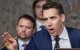 United States Senator Josh Hawley (Republican of Missouri) grills Meta Founder and Chief Executive Officer Mark Zuckerberg, prompting Mr. Zuckerberg to stand up out of his chair and address families in the audience, during a Senate Community on the Judiciary hearing to examine Big Tech and the online child sexual exploitation crisis, in the Dirksen Senate Office Building in Washington, DC, Wednesday, January 31, 2024. Credit: Rod Lamkey / CNP