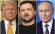 Donald Trump, Volodímir Zelenski y Vladímir Putin