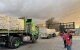 Trucks carrying humanitarian aids as they enter Gaza