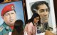 Delcy Rodríguez junto a los retratos de Chávez y Bolívar.