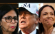 Collage de fotos con Delcy Rodríguez, Donald Trump y María Corina Machado