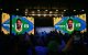 Una imagen del futbolista brasileño Neymar Jr. se proyecta en dos pantallas gigantes durante un evento para anunciar la plantilla de Brasil para el Mundial de 2026.