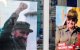 carteles del fallecido líder cubano Fidel Castro, que hoy habría cumplido 95 años, y del expresidente Raúl Castro