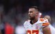 SP - SAO PAULO - 09/05/2025 - NFL 2025, LOS ANGELES CHARGERS x KANSAS CITY CHIEFS - Travis Kelce of the Kansas City Chiefs during a match against the Los Angeles Chargers at the Arena Corinthians stadium, in Sao Paulo, Brazil, for Week 1 of the NFL 2025. Photo: Ettore Chiereguini/AGIF (Photo by Ettore Chiereguini / AGIF via AFP)