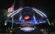 Fireworks go off as America's Justin Gaethje celebrates after defeating Georgia's Ilia Topuria during "UFC Freedom 250"
