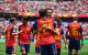 Mikel Oyarzabal se abraza con Mikel Merino para celebrar su gol