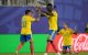 Juanfer Quintero y Davinson Sánchez celebran el triunfo colombiano