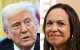 Combinación de fotos del presidente Donald Trump y María Corina Machado