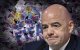 Un montaje que muestra al presidente de la FIFA Gianni Infantino