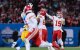 Patrick Mahomes, de los Kansas City Chiefs, durante un partido contra los Los Angeles Chargers en el estadio Arena Corinthians, en São Paulo (Brasil), correspondiente a la primera jornada de la NFL 2025.
