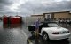 El estacionamiento inundado de un centro comercial en Tiger Point, Florida