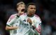 El delantero francés del Real Madrid, Kylian Mbappé celebra el tercer gol de su equipo.
