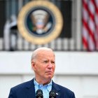 US President Joe Biden looks on as he speaks during a barbeque for active-duty military families in honor of the Fourth of July on the South Lawn of the White House in Washington, DC, July 4, 2024. (Photo by Mandel NGAN / AFP)
