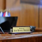 El asiento del juez Juan Merchan en la sala del Tribunal Penal de Manhattan/ Angela Weiss