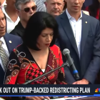 Los demócratas del Senado de Texas en rueda de prensa en Boston