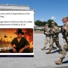 Montaje con el post de Trump junto a tropas desplegadas en DC