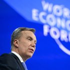 (FILES) World Economic Forum president and CEO Borge Brende speaks during the World Economic Forum (WEF) annual meeting in Davos on January 22, 2026. Borge Brende announced on February 26, 2026, that he was resigning as head of the World Economic Forum, which organises the annual Davos summit, after revelations of his ties to convicted sex offender Jeffrey Epstein. (Photo by Fabrice COFFRINI / AFP)