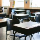 Seats in a classroom.