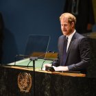 Príncipe Harry de Inglaterra pronunciando un discurso ante la ONU
