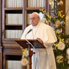 Pope Francis in his studio at the Vatican