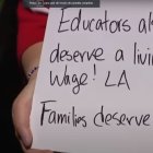 Huelga educativa en Los Ángeles. Miles de educadores del LAUSD reclaman una subida salarial de un 30%.