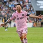 Lionel Messi celebra el gol que anotó en la semifinal de la Leagues Cup frente al Philadelphia Union. 16 de agosto de 2023.