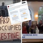 Images of demonstrations and anti-Semitic harassment at U.S. universities.