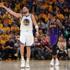 Klay Thompson, jugador de Golden State Warriors, durante el segundo partido de las semifinales de la Conferencia Oeste frente a Los Ángeles Lakers de los Playoffs de la NBA 2023.