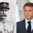 Marshal Philippe Pétain (left) and French President Emmanuel Macron (right).