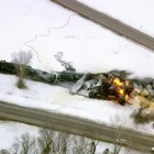 Imagen del tren descarrilado en Minnesota.