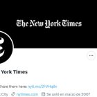 Captura de pantalla de la cuenta de Twitter de 'The New York Times'
