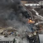 Toxic freight train that derailed in East Palestine (Ohio) on February 3, 2023.