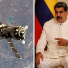 Imágenes contrapuestas de Nicolás Madura y un satélite en el espacio.