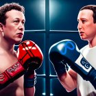 Montaje realizado por Inteligencia Artificial de Elon Musk y Mark Zuckerberg librando un combate en una jaula.