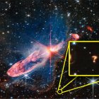Imagen del misterioso símbolo de interrogación que encontró el telescopio James Webb de la NASA en el espacio.