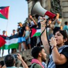 Fotografía de una manifestación pro-Palestina en Barcelona, España.