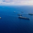 Imagen de archivo de un entrenamiento en  el mar Mediterráneo del que participó el USS Mason.