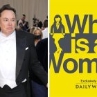 Montaje de Elon Musk con el cartel de 'What Is A Woman'.