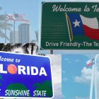 Texas welcome sign ; drive friendly ///Welcome To Florida Sign The source image for the Welcome to Florida The Sunshine State sign is a Creative Commons licensed photo from Joelk75's Flickr photostream. The sign was cropped, color enhanced and dimension was added. Sign was placed of scene of palm trees near ocean. /// The free high-resolution photo of beach, sea, coast, tree, ocean, architecture, sky, skyscraper, vacation, tower, usa, bay, landmark, resort, flags, miami, promenade, florida, typical miami, flag of florida, brickell key, miami bayfront park, arecales, palm family , taken with an Canon DIGITAL IXUS 860 IS 01/22 2017 The picture taken with 11.0mm, f/4.5s, 1/800s, ISO 80 The image is released free of copyrights under Creative Commons CC0. You may download, modify, distribute, and use them royalty free for anything you like, even in commercial applications. Attribution is not required.