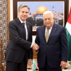 Palestinian Authority President Mahmoud Abbas (R) meets with US Secretary of State Antony Blinken in Ramallah in West Bank, on January 31, 2023.
