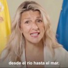 Captura de pantalla del comunicado de Yolanda Díaz usando el lema terrorista "desde el río hasta el mar".