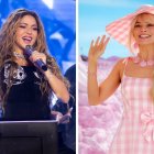 A la izquierda: Shakira durante su concierto en marzo de 2024 en Times Square. A la derecha: Margot Robbie interpretando a Barbie en la película dirigida por Margot Robbie y estrenada en julio de 2023.