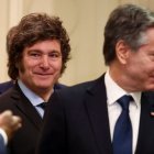 Javier Milei y el secretario de Estado, Antony Blinken, mantuvieron una reunión en la Casa Rosada para reforzar las relaciones entre ambos países. 23 de febrero de 2024.